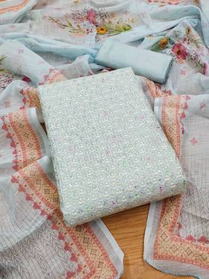 Floral Embroidered Unstitched Dress Material 2