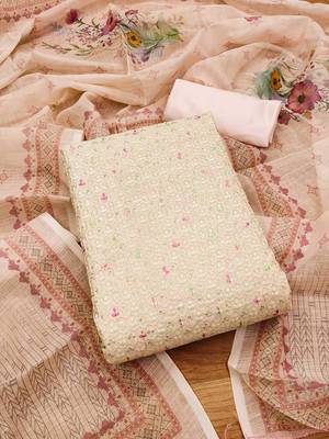 Floral Embroidered Unstitched Dress Material 2