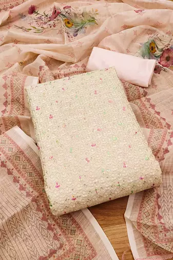 Floral Embroidered Unstitched Dress Material