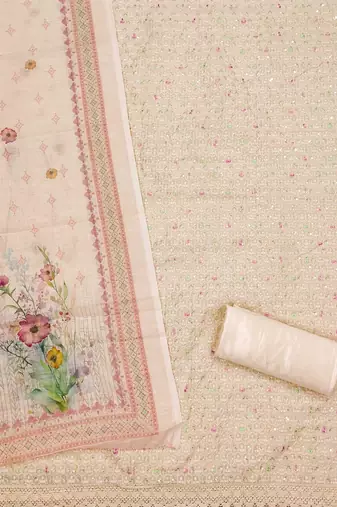 Floral Embroidered Unstitched Dress Material