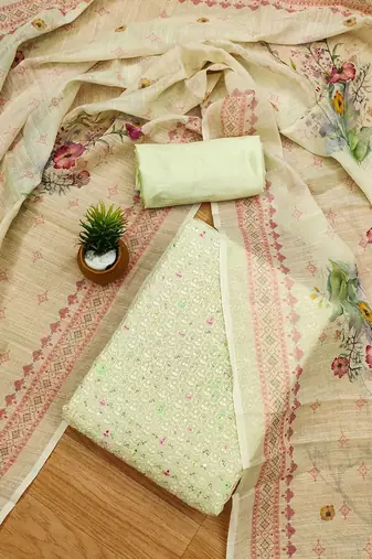 Floral Embroidered Unstitched Dress Material
