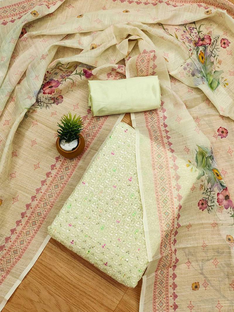 Floral Embroidered Unstitched Dress Material