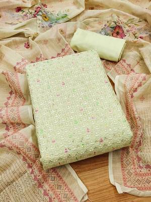Floral Embroidered Unstitched Dress Material 2