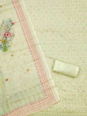 Floral Embroidered Unstitched Dress Material 3