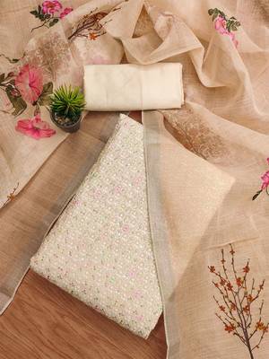 Floral Embroidered Unstitched Dress Material 1