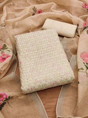 Floral Embroidered Unstitched Dress Material 2