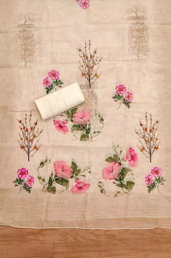Floral Embroidered Unstitched Dress Material