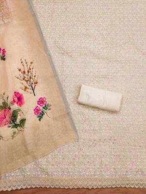 Floral Embroidered Unstitched Dress Material 4