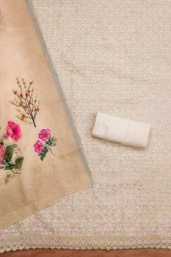 Floral Embroidered Unstitched Dress Material