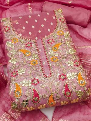 Embroidered Cotton Blend Unstitched Dress Material Dress Material 1