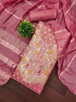 Embroidered Cotton Blend Unstitched Dress Material Dress Material 2