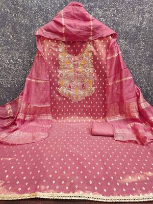 Embroidered Cotton Blend Unstitched Dress Material Dress Material 3