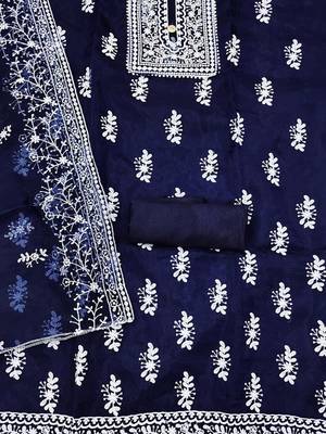 Embroidered Organza Unstitched Dress Material 3
