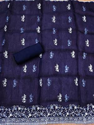 Embroidered Organza Unstitched Dress Material 4