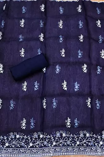 Embroidered Organza Unstitched Dress Material