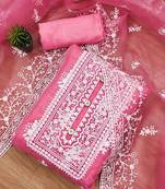 Floral Embroidered Organza Unstitched Dress Material