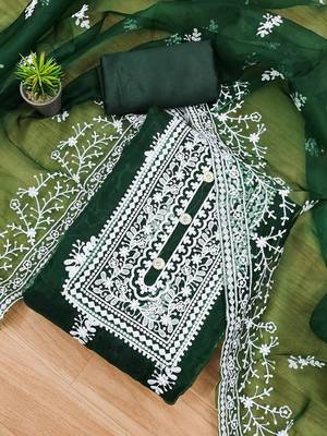 Embroidered Organza Unstitched Dress Material 1