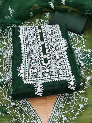 Embroidered Organza Unstitched Dress Material 2