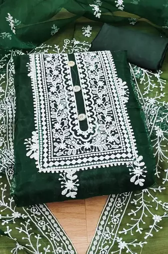 Embroidered Organza Unstitched Dress Material