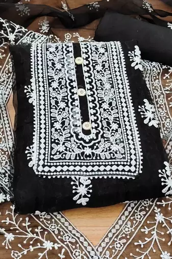 Embroidered Organza Unstitched Dress Material