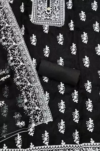 Embroidered Organza Unstitched Dress Material