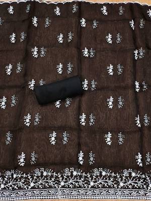 Embroidered Organza Unstitched Dress Material 4