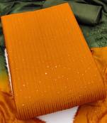 Orange Soft Chanderi Sequence Embroidery Work Unstitched Dress Material