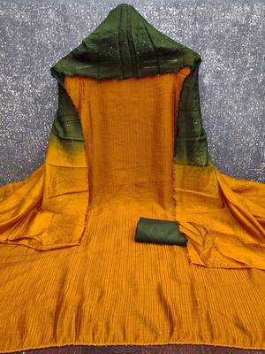 Orange Soft Chanderi Sequence Embroidery Work Unstitched Dress Material 3