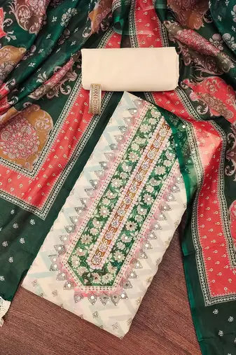 Printed Organza Unstitched Dress Material