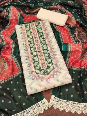 Printed Organza Unstitched Dress Material 2