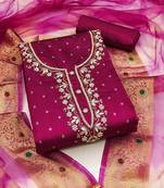 Ethnic Motifs Woven Design Beads And Stones Unstitched Dress Material