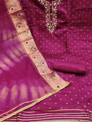 Ethnic Motifs Woven Design Beads And Stones Unstitched Dress Material 2
