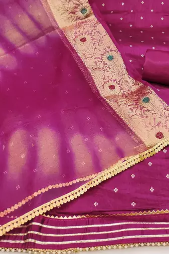 Ethnic Motifs Woven Design Beads And Stones Unstitched Dress Material