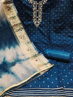 Ethnic Motifs Woven Design Beads And Stones Unstitched Dress Material 2