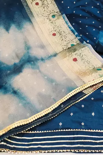 Ethnic Motifs Woven Design Beads And Stones Unstitched Dress Material