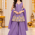 Purple floral embroidered organza kurti palazzo set with dupatta for girls