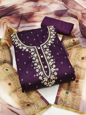 Ethnic Motifs Woven Design Beads And Stones Unstitched Dress Material 1