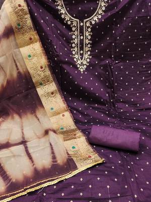 Ethnic Motifs Woven Design Beads And Stones Unstitched Dress Material 2