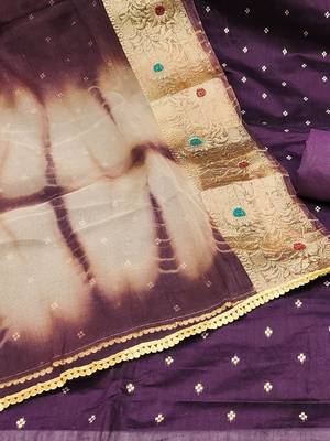 Ethnic Motifs Woven Design Beads And Stones Unstitched Dress Material 3