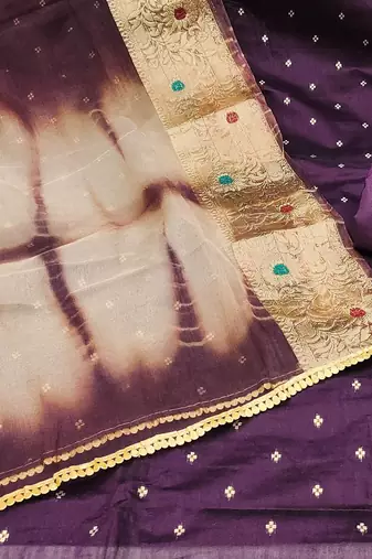 Ethnic Motifs Woven Design Beads And Stones Unstitched Dress Material