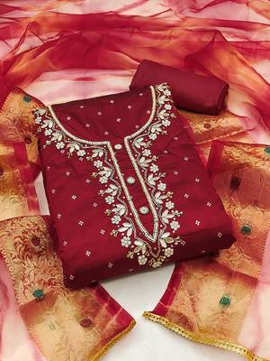 Embellished Unstitched Dress Material 1