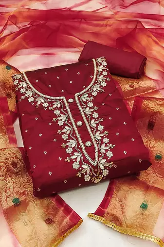 Embellished Unstitched Dress Material