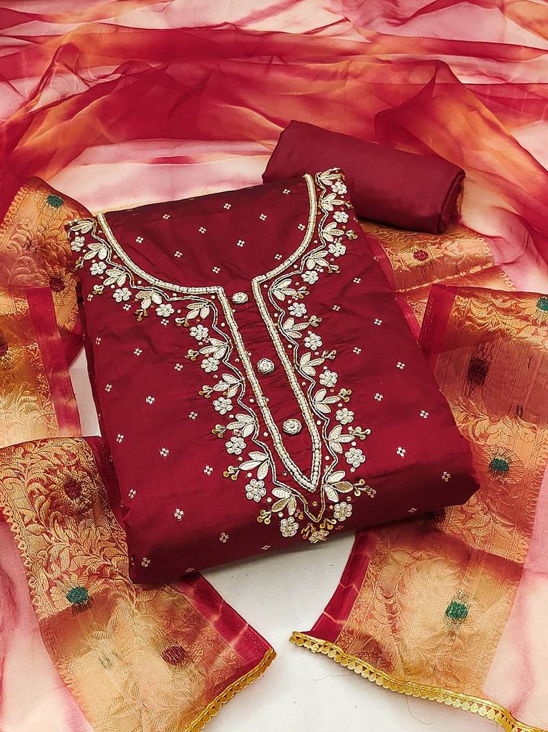 Embellished Unstitched Dress Material