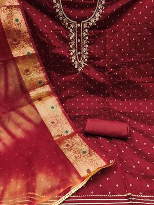 Embellished Unstitched Dress Material 2