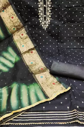 Ethnic Motifs Woven Design Beads And Stones Unstitched Dress Material