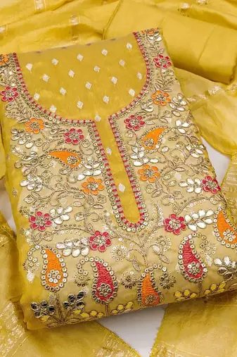 Embroidered Cotton Blend Unstitched Dress Material Dress Material