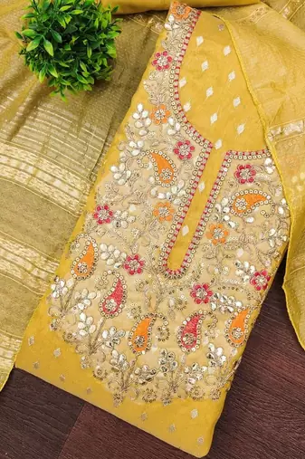 Embroidered Cotton Blend Unstitched Dress Material Dress Material