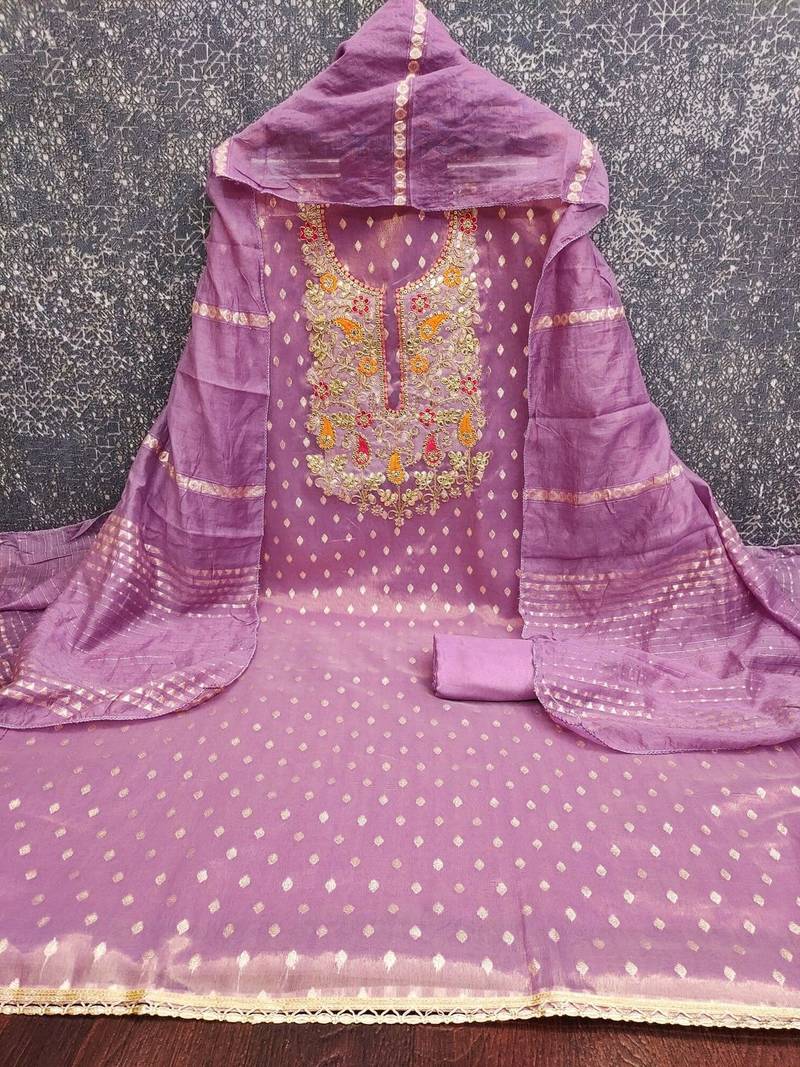 Simmer Buti With Embroidered Unstitched Dress Material