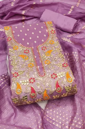 Simmer Buti With Embroidered Unstitched Dress Material