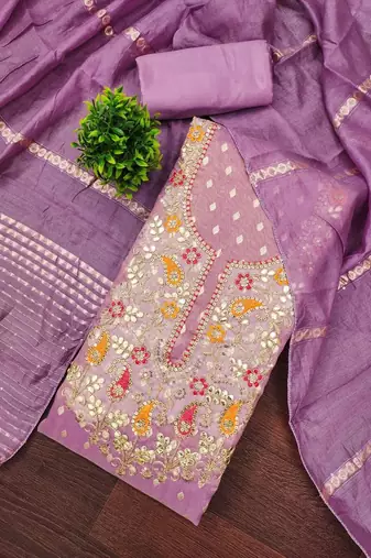 Simmer Buti With Embroidered Unstitched Dress Material